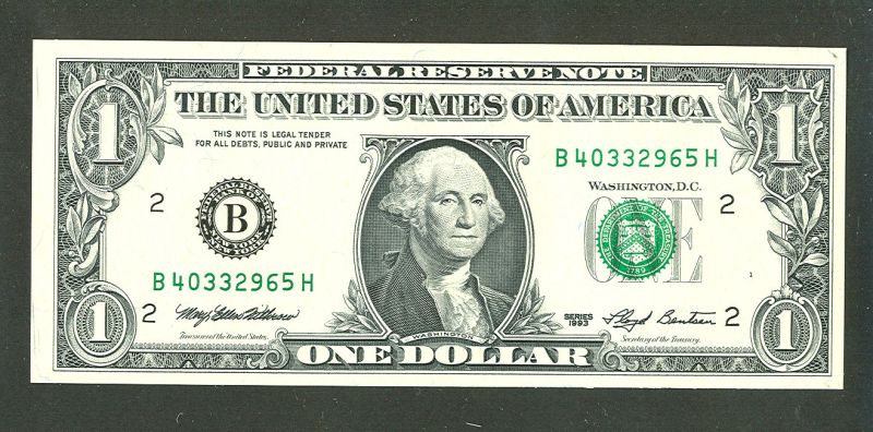 Fr.1920-B, 1993 $1 Web Note, B-H Block